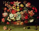 Basket of Flowers (oil on canvas)