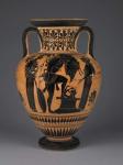 Athenian Attic black-figure amphora with Heracles carrying the Erymanthean boar, c.510 BC (terracotta)