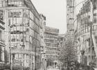 Manchester, Deansgate, view from cafe,2010, (Ink on Paper)