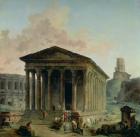 The Maison Carree with the Amphitheatre and the Tour Magne at Nimes, 1786-87 (oil on canvas)