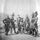 Lieutenant General Sir George Brown G.C.B and officers of his staff, c.1855 (b/w photo)