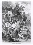 Building the Log-Cabin, engraved by Charles Maurand (engraving) (b&w photo)