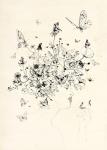 Girl with butterflies, 2013, black ink, pencil, old paper