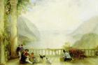 Figures on a Balcony, probably at Westpoint, c.1840-45 (oil on panel)