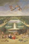 View of the Orangerie at Versailles, from the Piece d'Eau des Suisses and the King's Vegetable Garden with Vertumnus and Pomona, 1688 (oil on canvas)