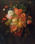 Fruit and Flowers (oil on panel)