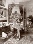 Pedro Sáenz Sáenz, 1863 - 1927. Pre-Raphaelite Brotherhood Spanish painter, here seen in his Malaga studio. From La Esfera, 1914.