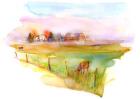 Country scene with cows, 2016, (watercolor)