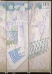 Screen with doves, detail of the right hand panels, c.1896 (oil on canvas)