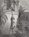The Escape of David through the Window, illustration from Dore's 'The Holy Bible', 1866 (engraving)