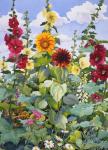 Hollyhocks and Sunflowers, 2003 (w/c on paper)