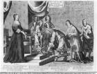 The chiefs of the Fronde admitted to greet the King Louis XIV (1638-1715) after his coming back, on 18th August 1649 (engraving) (b/w photo)