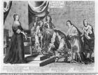 The chiefs of the Fronde admitted to greet the King Louis XIV (1638-1715) after his coming back, on 18th August 1649 (engraving) (b/w photo)