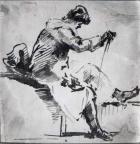 Seated man (w/c on paper)