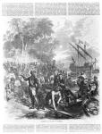 Landing of De Soto in Florida, from 'Ballou's Pictorial Drawing-Room Companion', 1855 (engraving)