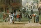 The Place de l'Apport-Paris in Front of the Grand-Chatelet, detail of people from the left hand side, before 1802 (gouache & w/c on paper)
