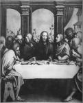 The Last Supper (oil on panel) (b/w photo)