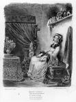 Marguerite in her Room, from Goethe's Faust, (illustration), (b/w photo of lithograph)