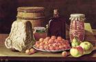 Still Life with Fruit and Cheese (oil on canvas)