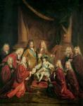 Louis XV (1710-74) Granting Patents of Nobility to the Municipal Body of Paris (oil on canvas)