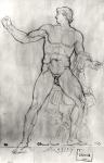 Colossus of Monte Cavallo (black pencil on paper) (b/w photo)