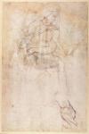 Study for the Ignudi above the Persian Sibyl in the Sistine Chapel, 1508-12 (charcoal on paper) (verso)