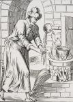 The gipsy who washed his hands in molten lead, after a woodcut in 'Histoires Merveilleuses' by Pierre Boaistuau, published 1560, from 'Le Moyen Age et La Renaissance' by Paul Lacroix (1806-84) published 1847 (litho)