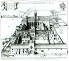 Winchester College, from a collection of topographical illustrations 'Oxonia Illustrata' published in 1675 (engraving) (b/w photo)