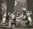 Sancho at the Feast Starved by his Physician, from 'The Works of Hogarth', published 1833 (litho)