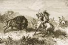 Buffalo Hunting on the Great Plains between St. Louis and Denver, c.1870, from 'American Pictures', published by The Religious Tract Society, 1876 (engraving)