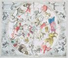 Celestial Planisphere Showing the Signs of the Zodiac, from 'The Celestial Atlas, or The Harmony of the Universe' (atlas coelestis seu harmonia macrocosmica) pub. by Joannes Janssonius, Amsterdam, 1660-61 (hand coloured engraving)