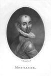 Portrait of Michel de Montaigne (engraving) (b/w photo)