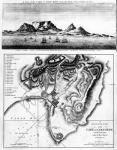 A View of the Cape of Good Hope and A Plan of the Town of the Cape of Good Hope and its Environs, published 1795 (engraving)