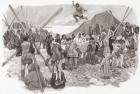 Eskimos dancing during The Great Feast of the Whale, in Arctic Alaska, United States of America, in the late 19th century. From The Century Illustrated Monthly Magazine, May to October 1904.