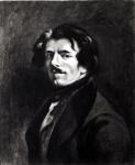 Portrait of Eugene Delacroix (1798-1863) after a self portrait of 1834, 1874 (oil on canvas) (b/w photo)