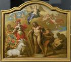 Allegory of the Power of Great Britain by Land, design for a decorative panel for George I's ceremonial coach, c.1718 (oil on panel)