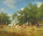 Arab Horsemen Resting in the Forest, 1868 (oil on canvas)