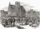 The Cheese Market at Hoorn, the Netherlands in the 19th century. From Pictures From Holland by Richard Lovett, published 1887.