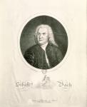 Portrait of Johann Sebastian Bach (1685-1750) engraved by Friedrich Wilhelm Nettling (engraving) (b/w photo)
