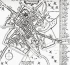 A plan of the City of York, Yorkshire, England at the beginning of the 17th century. From Picturesque History of Yorkshire, published c.1900