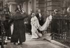 Lady Elizabeth Bowes Lyon on her way to her wedding on April 26, 1923, to H.R.H. The Duke of York, later King George VI, from 'The Story of Twenty Five Years', published 1935 (b/w photo)