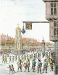 The Procession of Marie de Medici along Cheapside, 1638, published by William Herbert (1771-1851) & Robert Wilkinson (fl.1785-1825) 1809 (engraving) (detail of 257497) (later colouration)