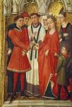 Redemption Triptych: Sacrament of Marriage, from the series of small images portraying the sacraments surrounding the central image of the Crucifixion, c.1460 (oil on panel)