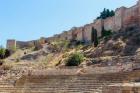 Malaga, Malaga Province, Costa del Sol, Andalusia, southern Spain. Roman theatre and the Moorish alcazaba, or fortress.