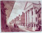 High street with the first Presbyterian Church, Philadelphia, 1799 (colour litho)