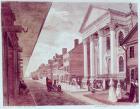 High street with the first Presbyterian Church, Philadelphia, 1799 (colour litho)