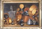 Still Life with Kitchen Utensils (oil on panel)