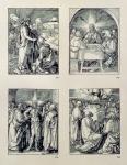 The 'Small Passion' series: (clockwise), Christ appears to the Magdalen as a gardener; Christ at Emmaus; Christ and the doubting Thomas; Ascension, pub. 1511 (woodcut)