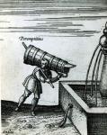 An apprentice fetching water from a fountain (engraving) (b/w photo) (detail of 105365)