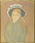 Girl with Large Hat and Straw-Coloured Hair, 1910s (w/c, gouache & graphite on paper)